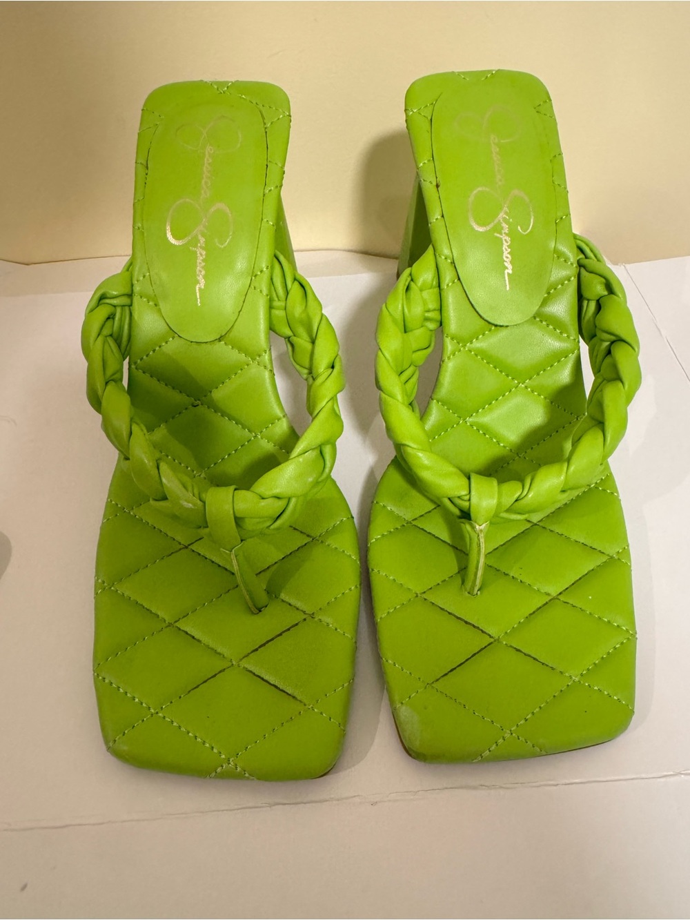 Jessica Simpson Lime Green Braided Thong Heels
